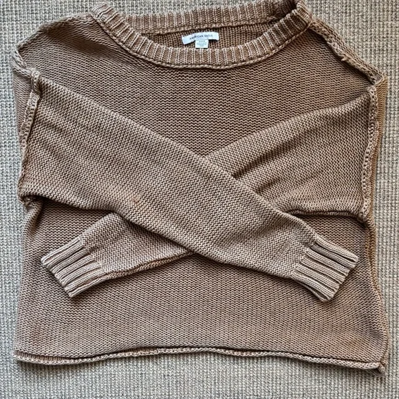 Women's Tan American Eagle Sweater Size Medium 100%Cotton - Picture 1 of 8